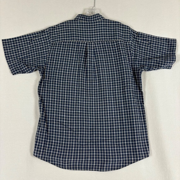 David Taylor Shirt Mens Size Large Blue Check Short Sleeve Collared Button Down - Picture 7 of 12